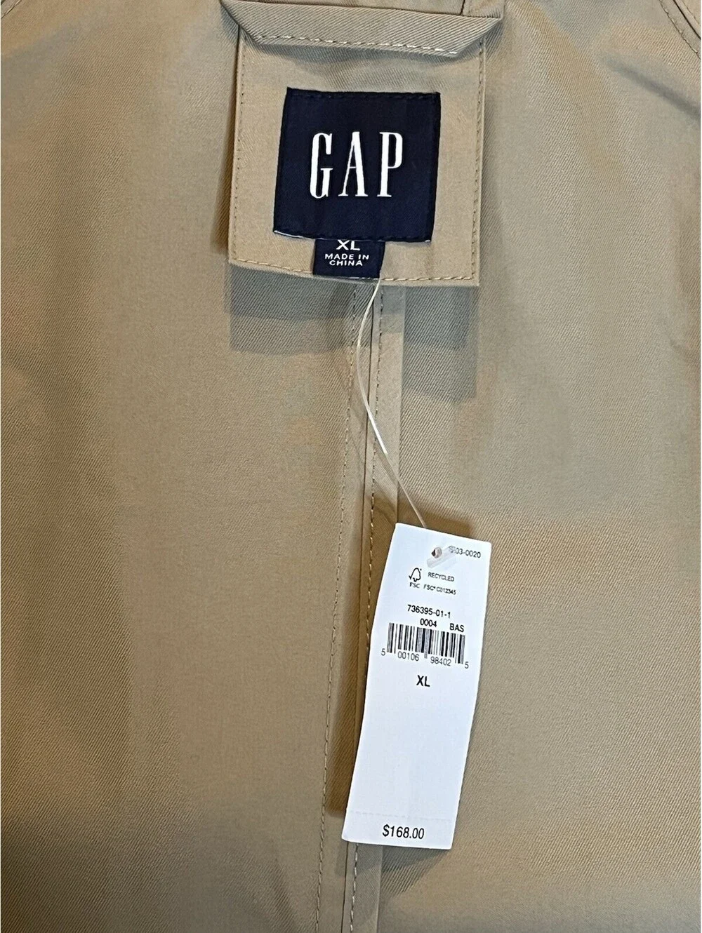 NWT GAP Women's Classic Belted Trench Coat Khaki Tan Double Breasted Size XL - Picture 7 of 9
